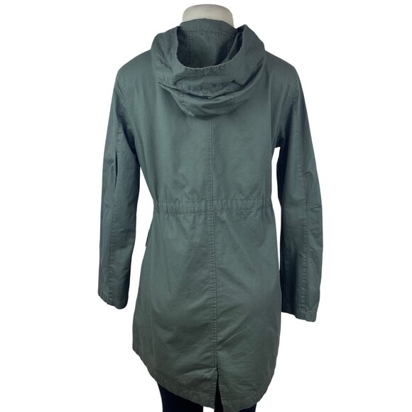 Active Usa Asymmetrical Floral Embroidered Womens Green Hooded Jacket Sz S - Picture 3 of 10